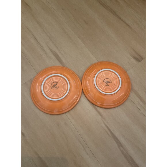 2 Fiesta Homer Laughlin Co. Made In USA Orange Saucer Plate Lead Free - Picture 2 of 5